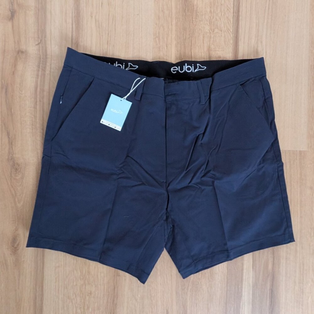 NWT Eubi Classic Chino Shorts Stretch 7" inseam Navy Blue XXL